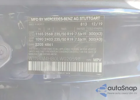 2020 Mercedes-Benz Glb 250 4Matic from USA, damaged, VIN W1N4M4HB0LW020598